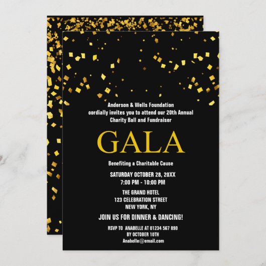 Black Wohltätigkeit Ball Corporate Fundraising-Par Einladung (Vorne/Hinten)