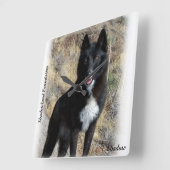 Black Wolf Clock Quadratische Wanduhr (Winkel)