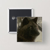 Black Wolf Dog Button (Vorne & Hinten)