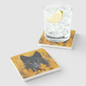 Black Wolf Dog German Shepherd Steinuntersetzer (Seitenansicht)