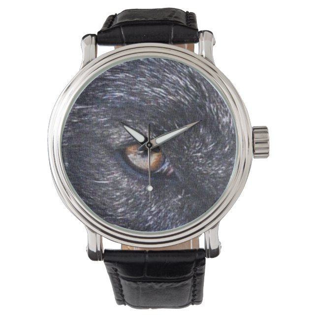 Black Wolf Eye Wildlife Armbanduhr (Vorderseite)