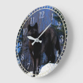 Black Wolf Große Wanduhr (Winkel)