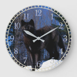 Black Wolf Große Wanduhr
