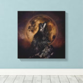 Black Wolf Howling Leinwanddruck (Insitu (Holzboden))