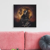 Black Wolf Howling Leinwanddruck (Insitu (Wohnzimmer))