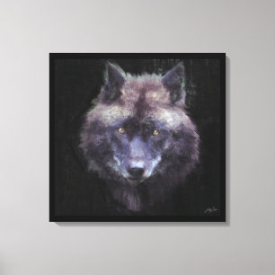 Black Wolf Impressionist Wildlife Art Leinwand