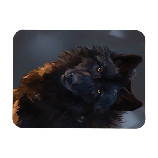 Black Wolf Magnet (Horizontal)