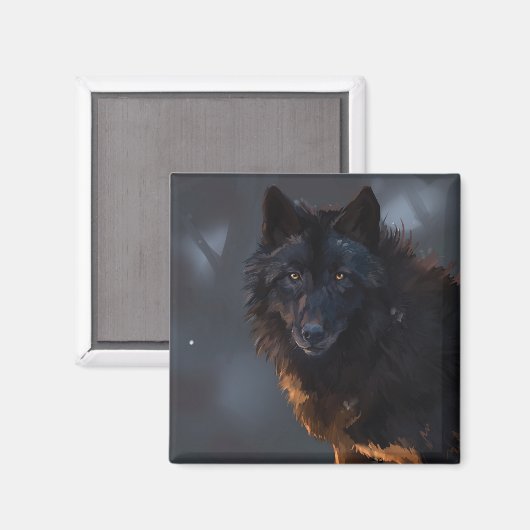 Black Wolf Magnet (Vorderseite/Rückseite)