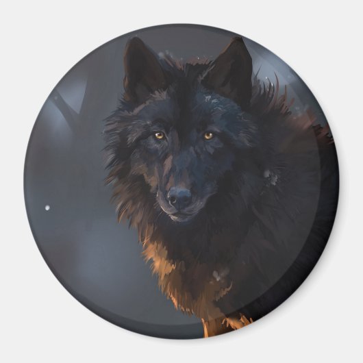 Black Wolf Magnet (Vorne)