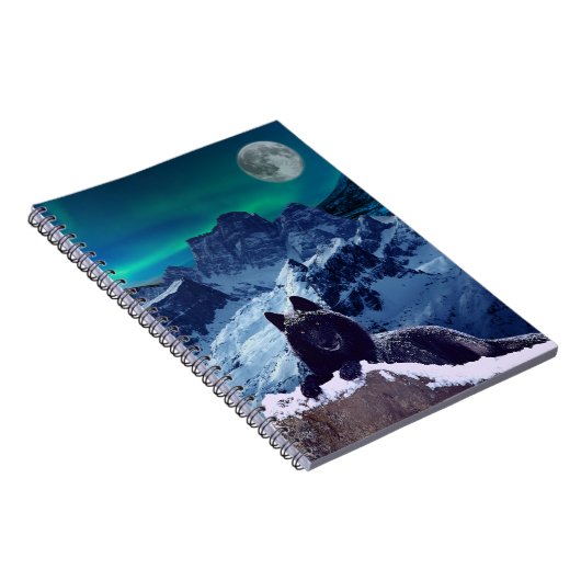 Black Wolf Moon | Goth Spiral Notebook Notizblock (Rechte Seite)