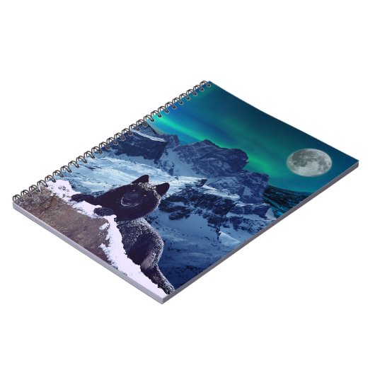 Black Wolf Moon | Gothic Spiral Foto Notebook Notizblock (Linke Seite)