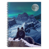 Black Wolf Moon | Gothic Spiral Foto Notebook Notizblock (Vorderseite)