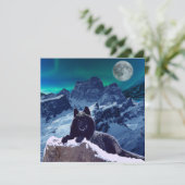 Black Wolf Moon | Gotische Flachkarte (Stehend Vorderseite)