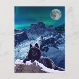 Black Wolf Moon | Gotische Postkarte