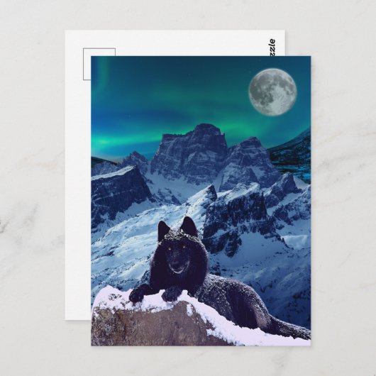 Black Wolf Moon | Gotische Postkarte (Vorne/Hinten)