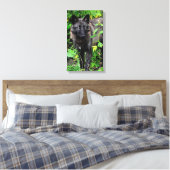 Black Wolf Stretched Canvas Print Leinwanddruck (Insitu (Schlafzimmer))