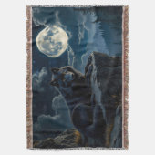 Black Wolf Throw Blanket Decke (Vorderseite Vertikal)