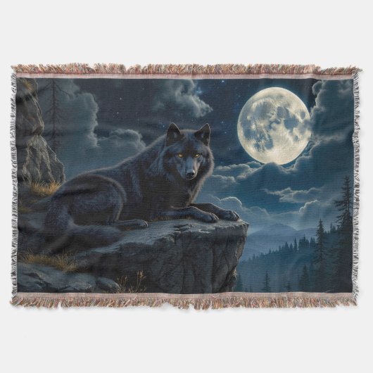 Black Wolf Throw Blanket Decke (Vorderseite)