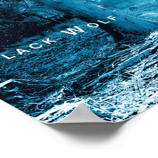 Black Wolf Woods Forest Night Fantasy Poster (Ecke)