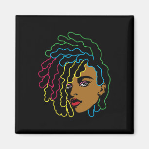 Black Woman African Afro Hair Cool Black History m Magnet