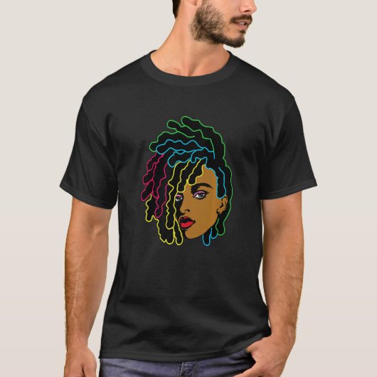 Black Woman African Afro Hair Cool Black History m T-Shirt (Vorderseite)