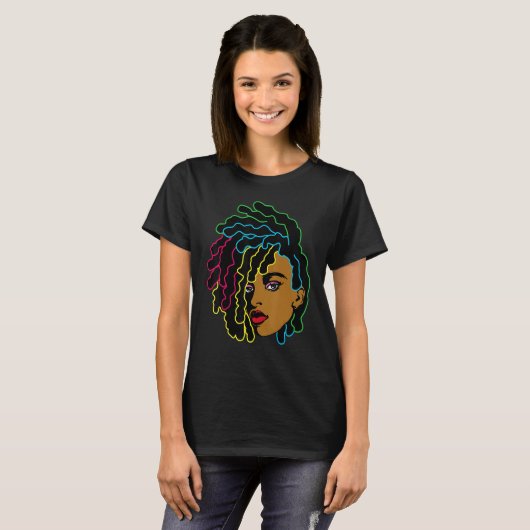 Black Woman African Afro Hair Cool Black History m T-Shirt (Vorne ganz)