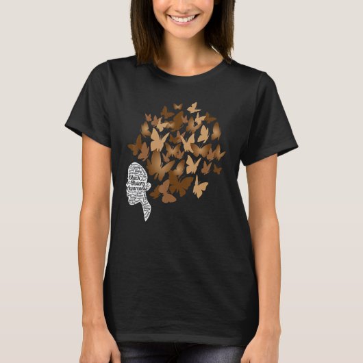Black Woman Afro Butterfly Cool Black History Mont T-Shirt (Vorderseite)