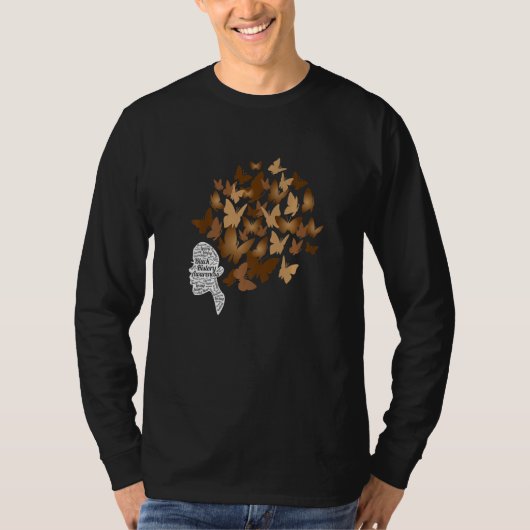 Black Woman Afro Butterfly Cool Black History Mont T-Shirt (Vorderseite)