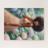 Black Woman Among Hydrangea Flowers Puzzle (Horizontal)