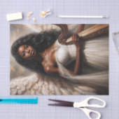 Black Woman Angel Holding Harp Seidenpapier (Handwerk)