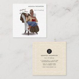 Black Woman Beauty Fashion Square Business Card Quadratische Visitenkarte