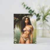 Black Woman Bikini Model Floral Beauty Postkarte (Stehend Vorderseite)