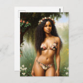 Black Woman Bikini Model Floral Beauty Postkarte (Vorne/Hinten)