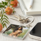 Black Woman Bikini Model Floral Beauty Schlüsselanhänger (Vorderseite rechts)