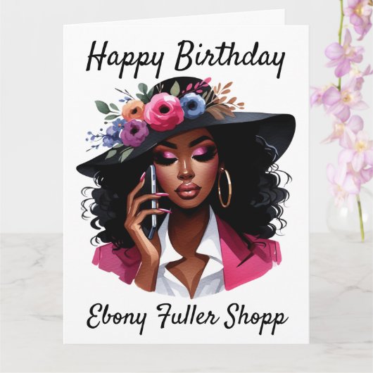 Black woman birthday card karte (Orchidee)