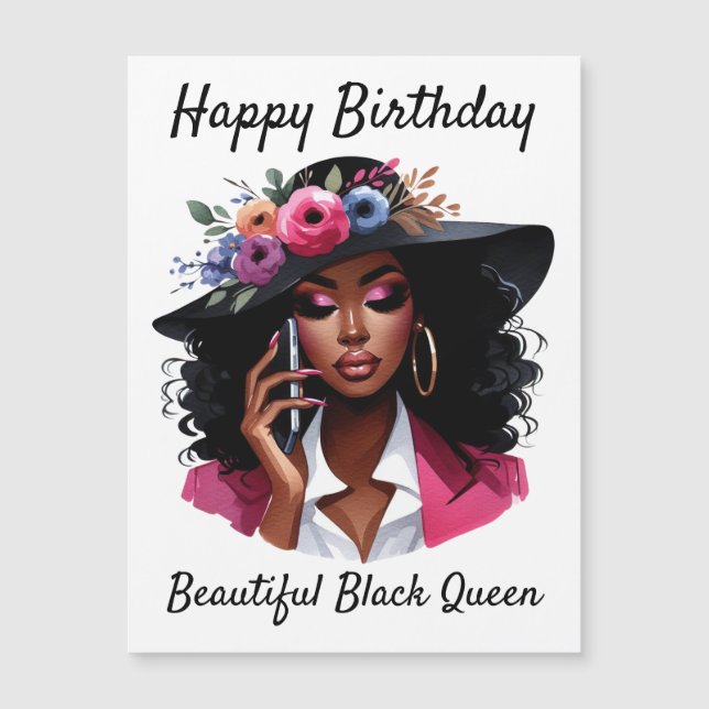 Black woman birthday card magnetkarte (Vorderseite)