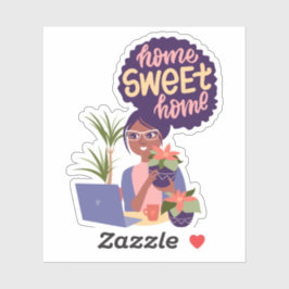Black Woman Crazy Pflanze Lady, Zuhause Sweet Zuha Aufkleber