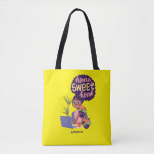 Black Woman Crazy Pflanze Lady, Zuhause Sweet Zuha Tasche
