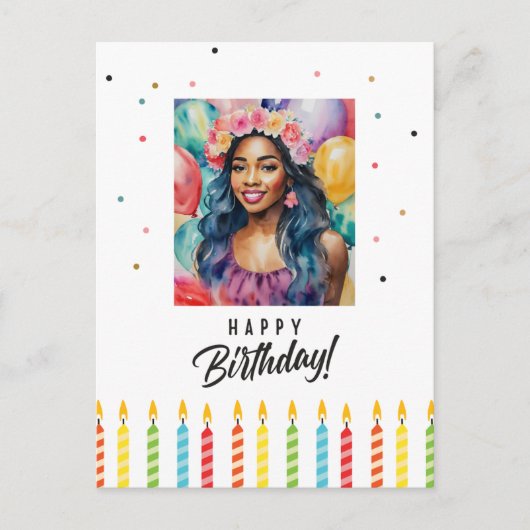 Black Woman Happy Birthday Multicolor Postkarte (Vorderseite)