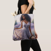 Black Woman In Lavender Flower Field Tasche (Von Nahem)