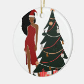 Black Woman Leo Zodiac Weihnachtsschmuck (Links)