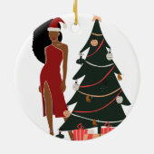 Black Woman Leo Zodiac Weihnachtsschmuck (Hinten)