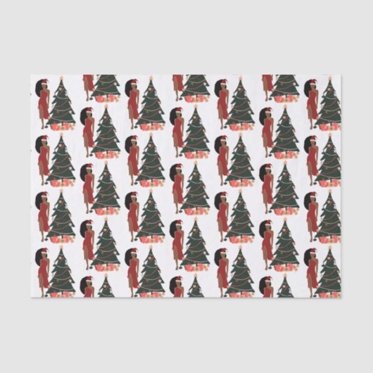 Black Woman Leo Zodiac Weihnachtsschmuck Seidenpapier (Vorderseite)