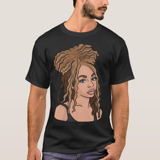 Black Woman Natural Hair Golden Locations T-Shirt (Vorderseite)