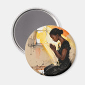 Black Woman Praying | Impasto Abstract Art Magnet (Vorderseite/Rückseite)