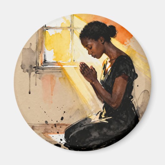 Black Woman Praying | Impasto Abstract Art Magnet (Vorne)