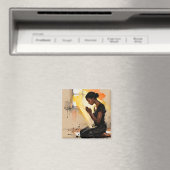 Black Woman Praying | Impasto Abstract Art Magnet (In Situ (Geschirrspüler))