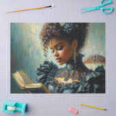Black Woman Reading Vintage Painting Seidenpapier (Basteln)