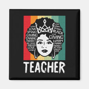Black Woman Teacher Afro Retro Black History Month Magnet