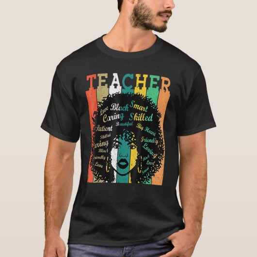 Black Woman Teacher Afro Retro Matching Black Hist T-Shirt (Vorderseite)